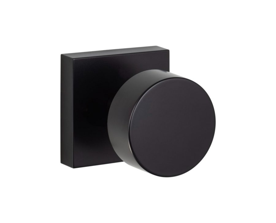 Canton round knob on a square rose, Black finish