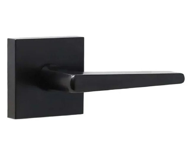 Fulton lever on a square rose, Black finish